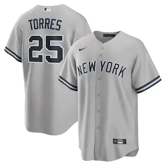 mens nike gleyber torres gray new york yankees road replica